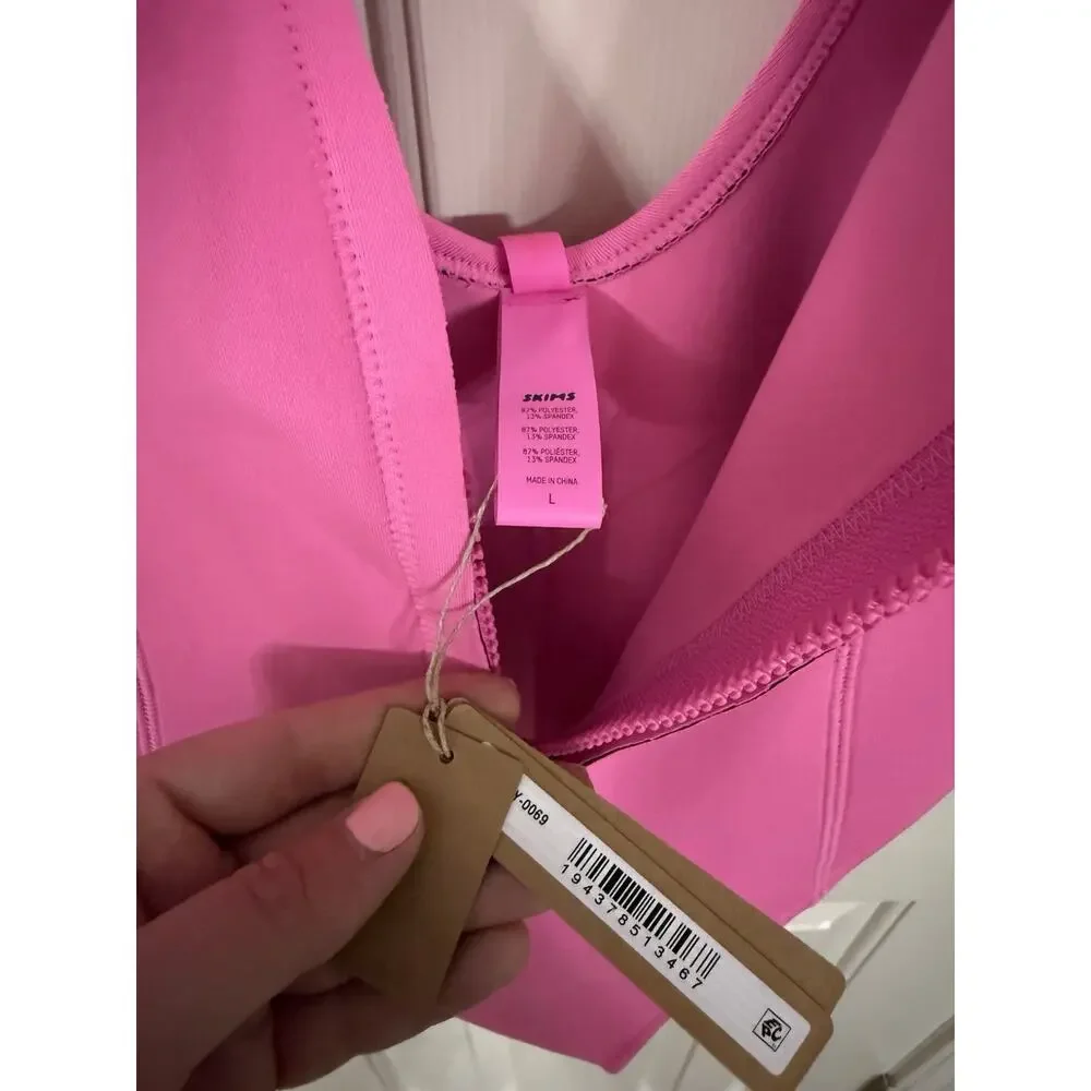 SKIMS Hot Pink One-Piece Swimsuit with Front Zip